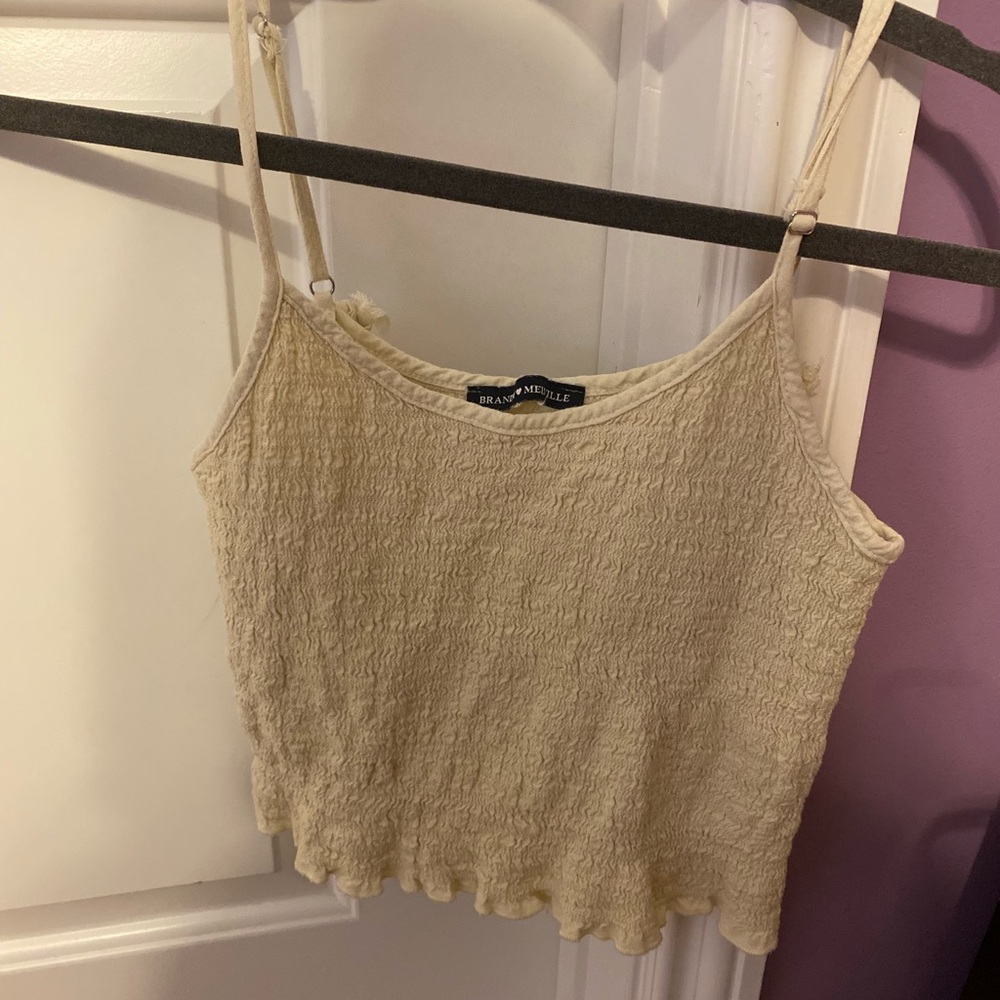 White ruffle tank top